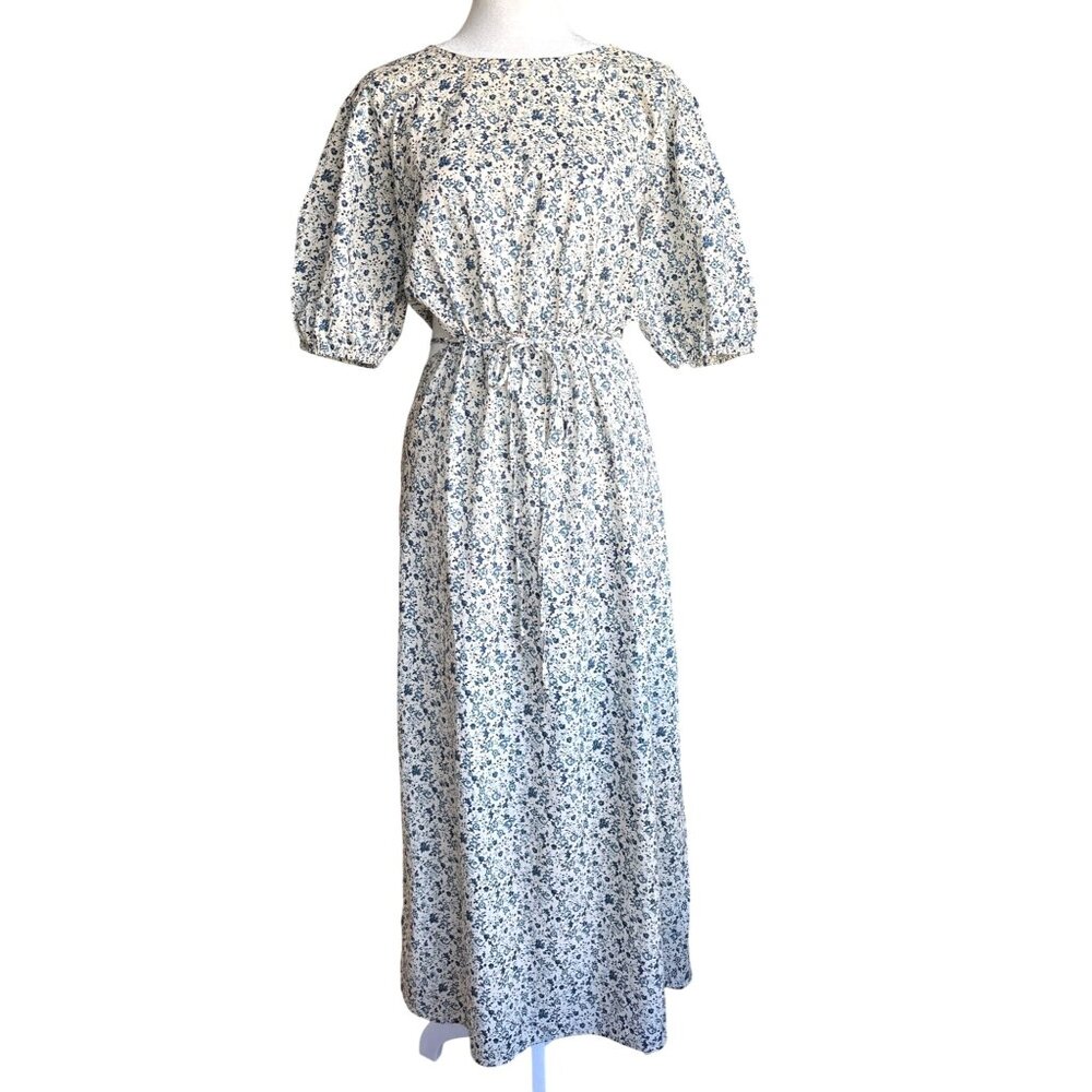 Lush Dress Size Large Cottage Core Puff Sleeves Blue Floral‎ Print Soft Girl NWT